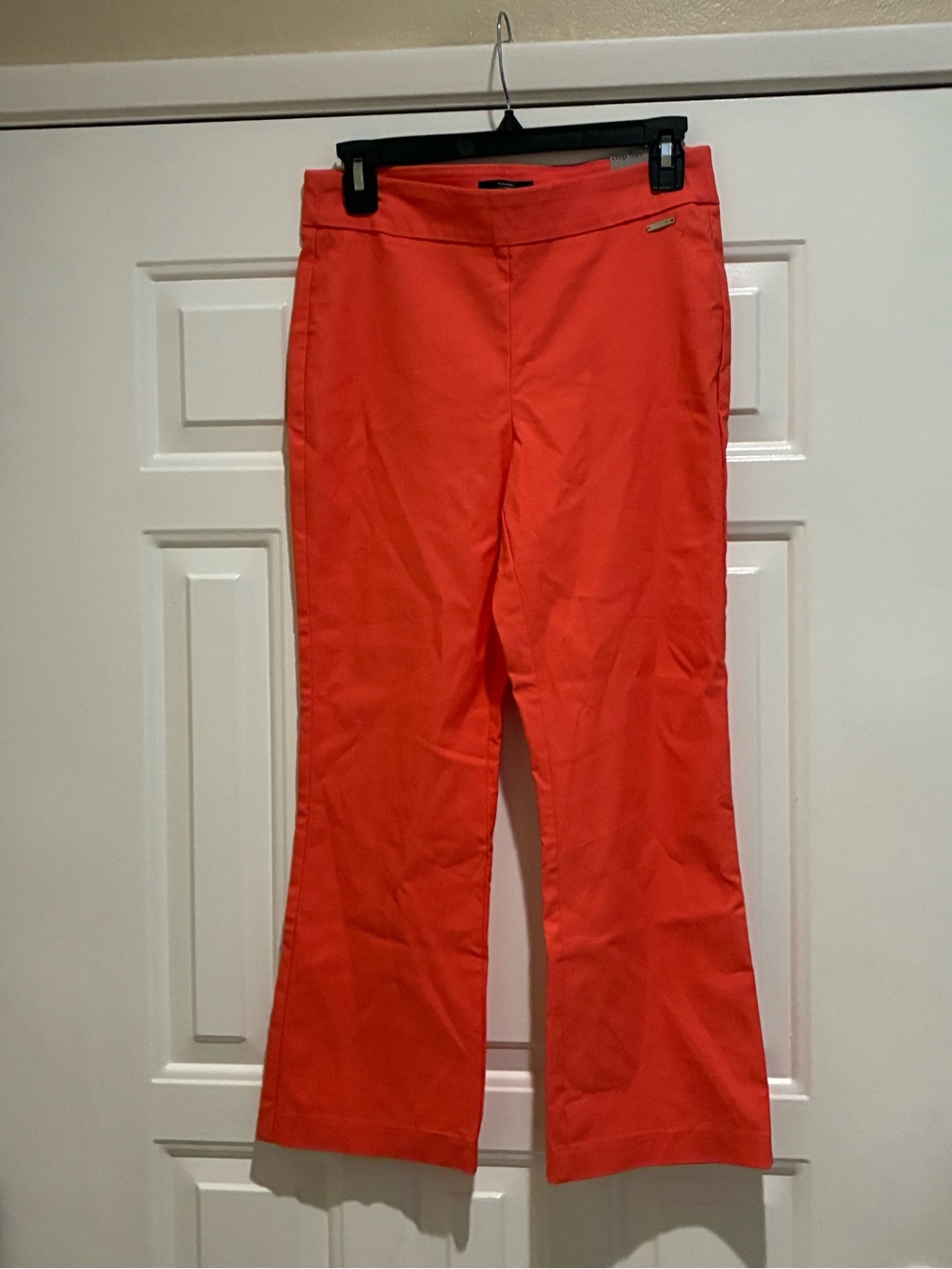 T Tahari Crop Flare True Stretch Pants - Bright Coral